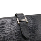 Hermes Bearn Dupri Trifold Wallet Courchevel Leather Black Silver — view 4