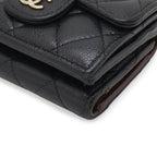 Chanel Classic Small Flap Wallet Quilted CC Logo Trifold Caviar Leather Black — view 3