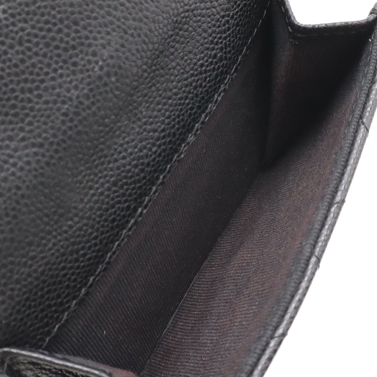 Chanel Classic Small Flap Wallet Quilted CC Logo Trifold Caviar Leather Black — view 7