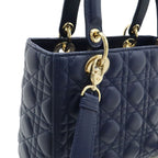 Dior Cannage 2-Way Shoulder Bag Leather Navy Gold — view 7