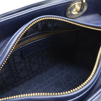 Dior Cannage 2-Way Shoulder Bag Leather Navy Gold — view 6