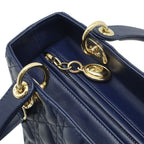 Dior Cannage 2-Way Shoulder Bag Leather Navy Gold — view 5