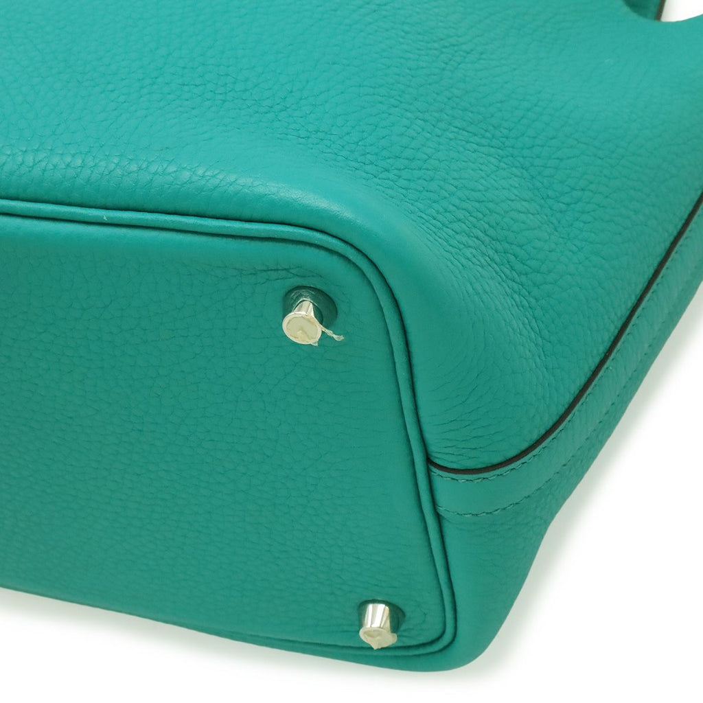 Hermes Picotin Lock 18 PM Tote Taurillon Clemence Leather Blue Paon Taquoiseblue — view 4