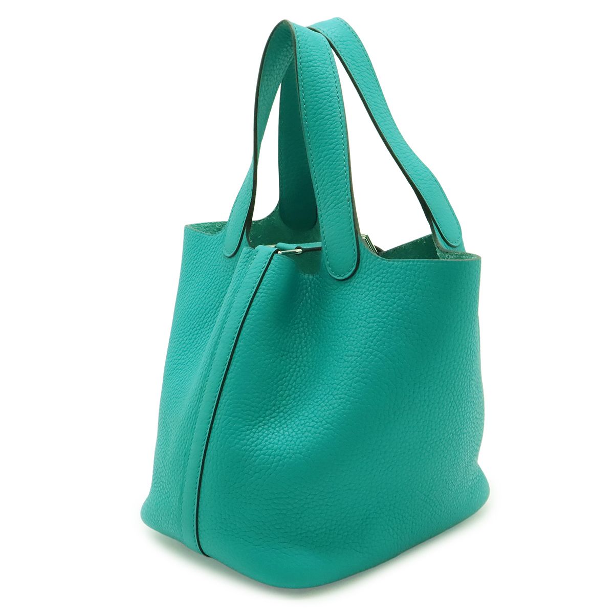 Hermes Picotin Lock 18 PM Tote Taurillon Clemence Leather Blue Paon Taquoiseblue — view 2