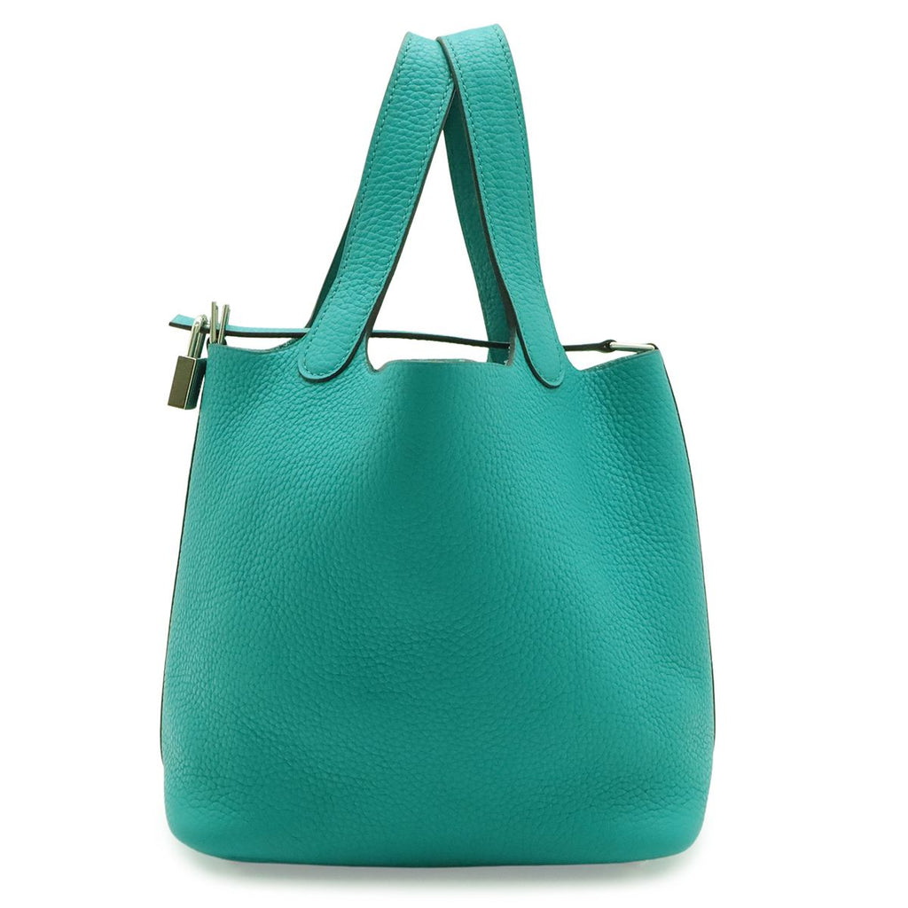 Hermes Picotin Lock 18 PM Tote Taurillon Clemence Leather Blue Paon Taquoiseblue — view 3