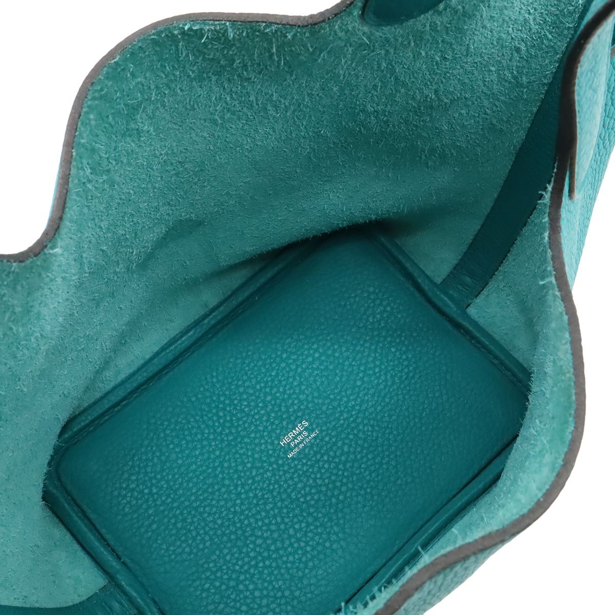 Hermes Picotin Lock 18 PM Tote Taurillon Clemence Leather Blue Paon Taquoiseblue — view 6