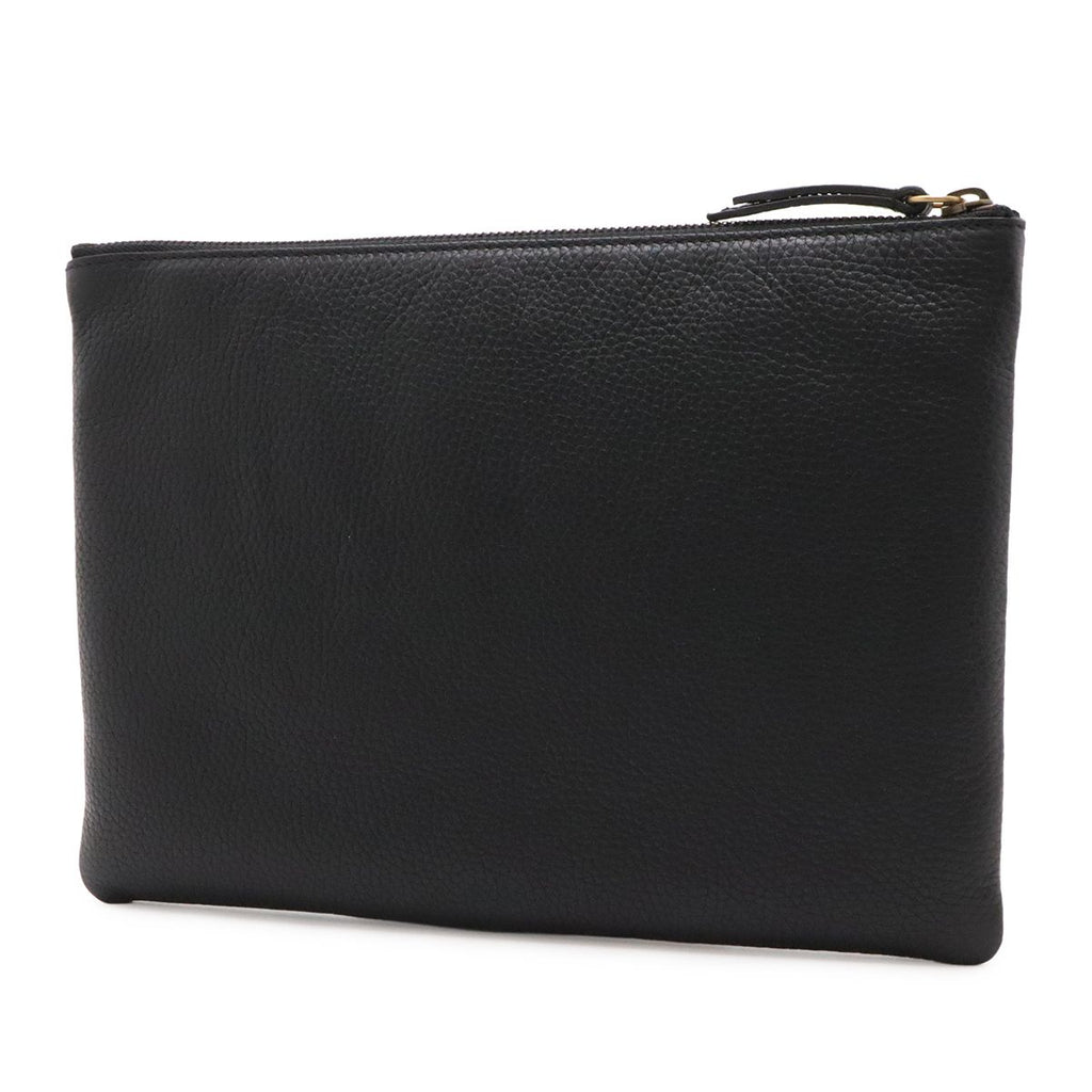 Gucci Animalier Tiger Head Clutch Pouch Leather Black Gold — view 2