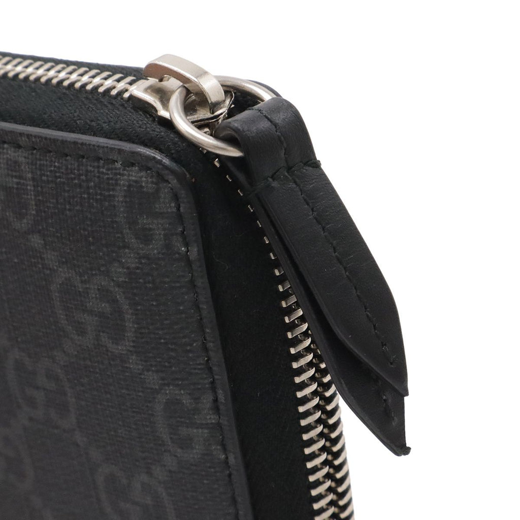 Gucci GG Supreme Zip Around Wallet Wolf Zip Dark Gray Black — view 4
