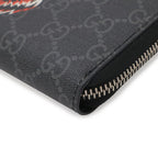 Gucci GG Supreme Zip Around Wallet Wolf Zip Dark Gray Black — view 3