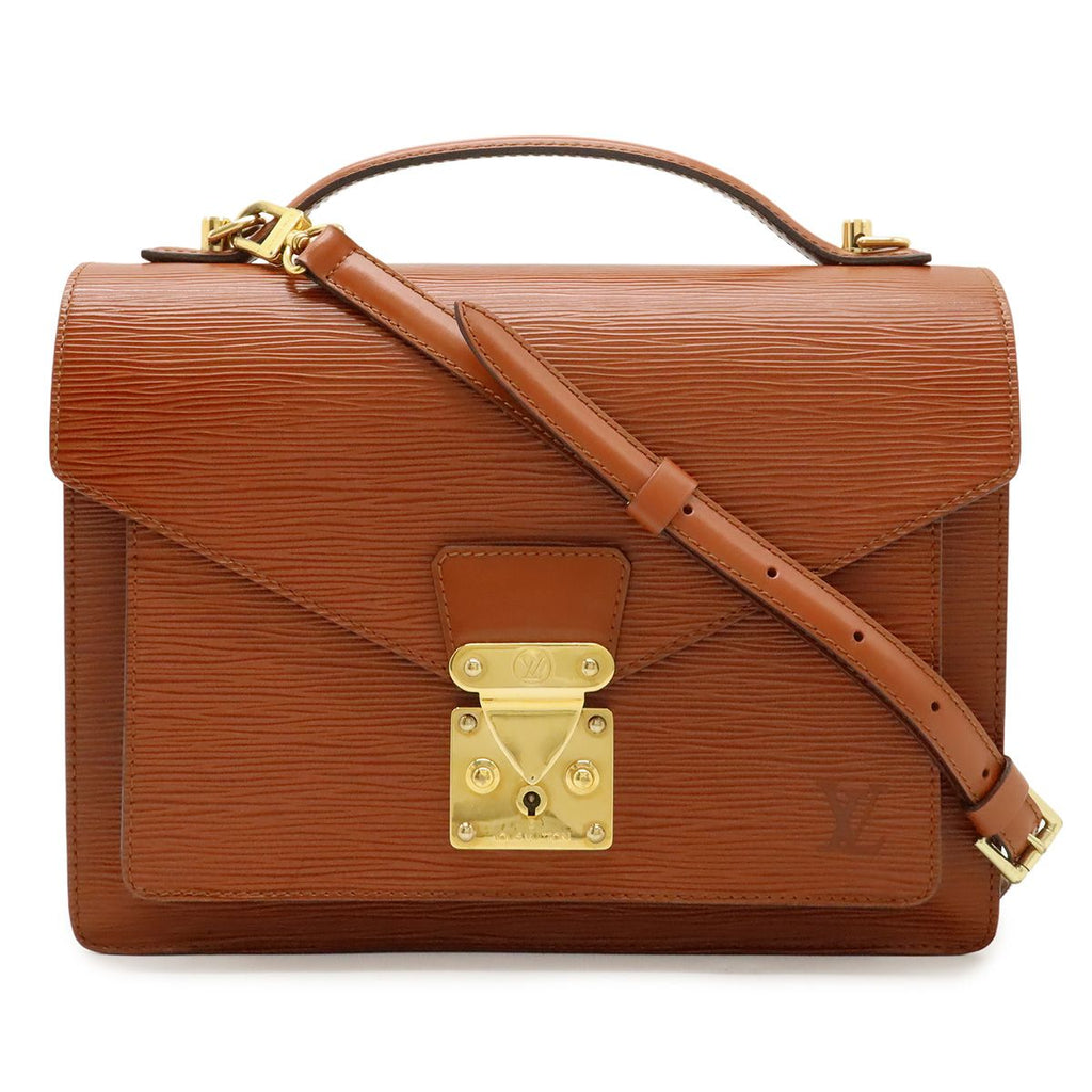 Louis Vuitton Epi Monceau Handbag Second Bag Kenya Brown Gold Key Missing