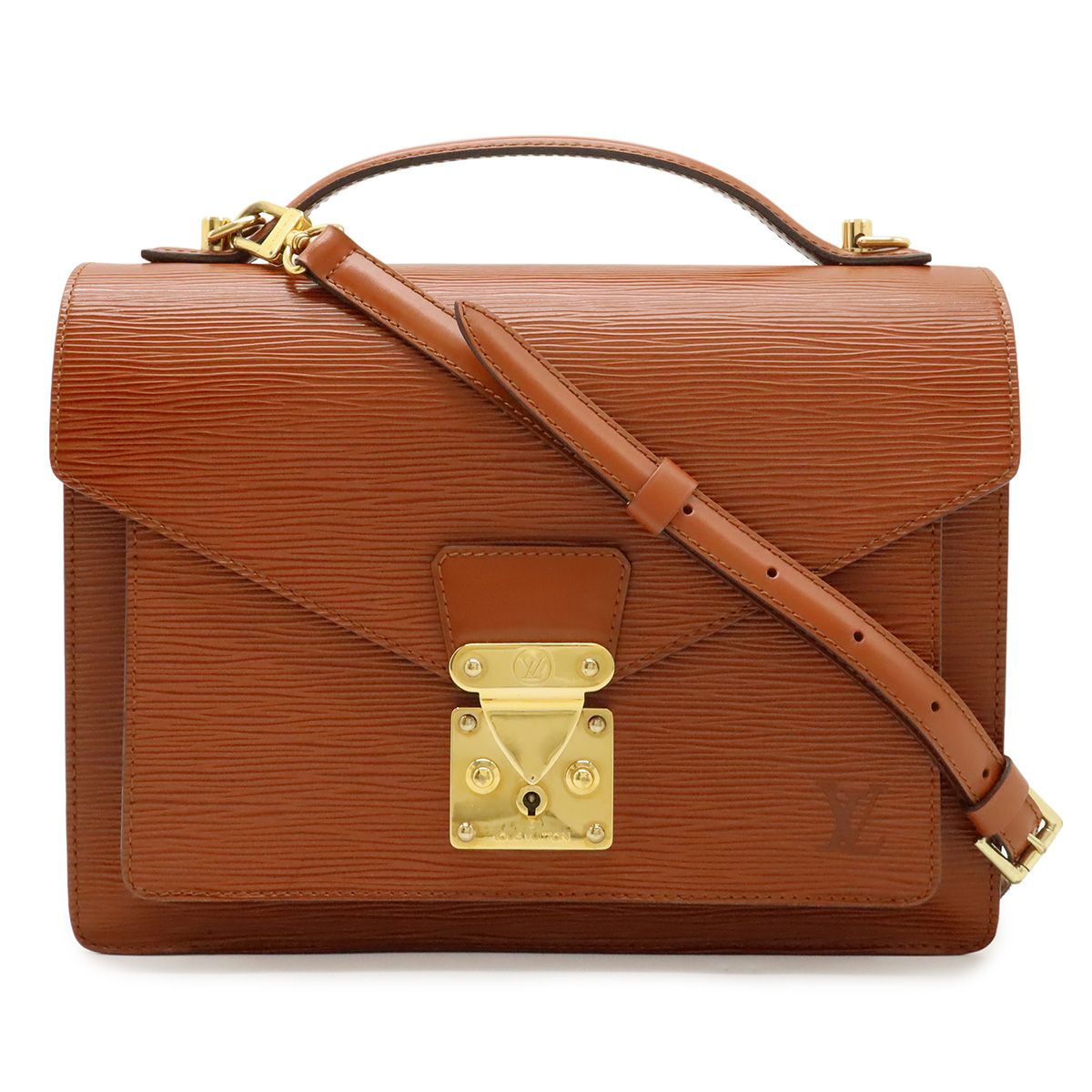 Louis Vuitton Epi Monceau Handbag Second Bag Kenya Brown Gold Key Missing