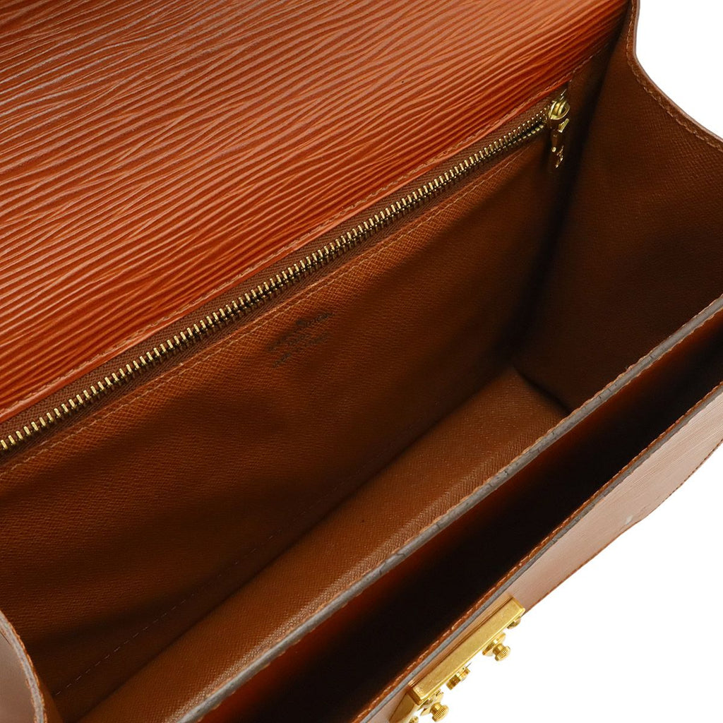 Louis Vuitton Epi Monceau Handbag Second Bag Kenya Brown Gold Key Missing — view 6