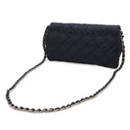 Prada Chain Shoulder Bag 2-Way Clutch Quilted Nylon Leather Navy Silver — view 2
