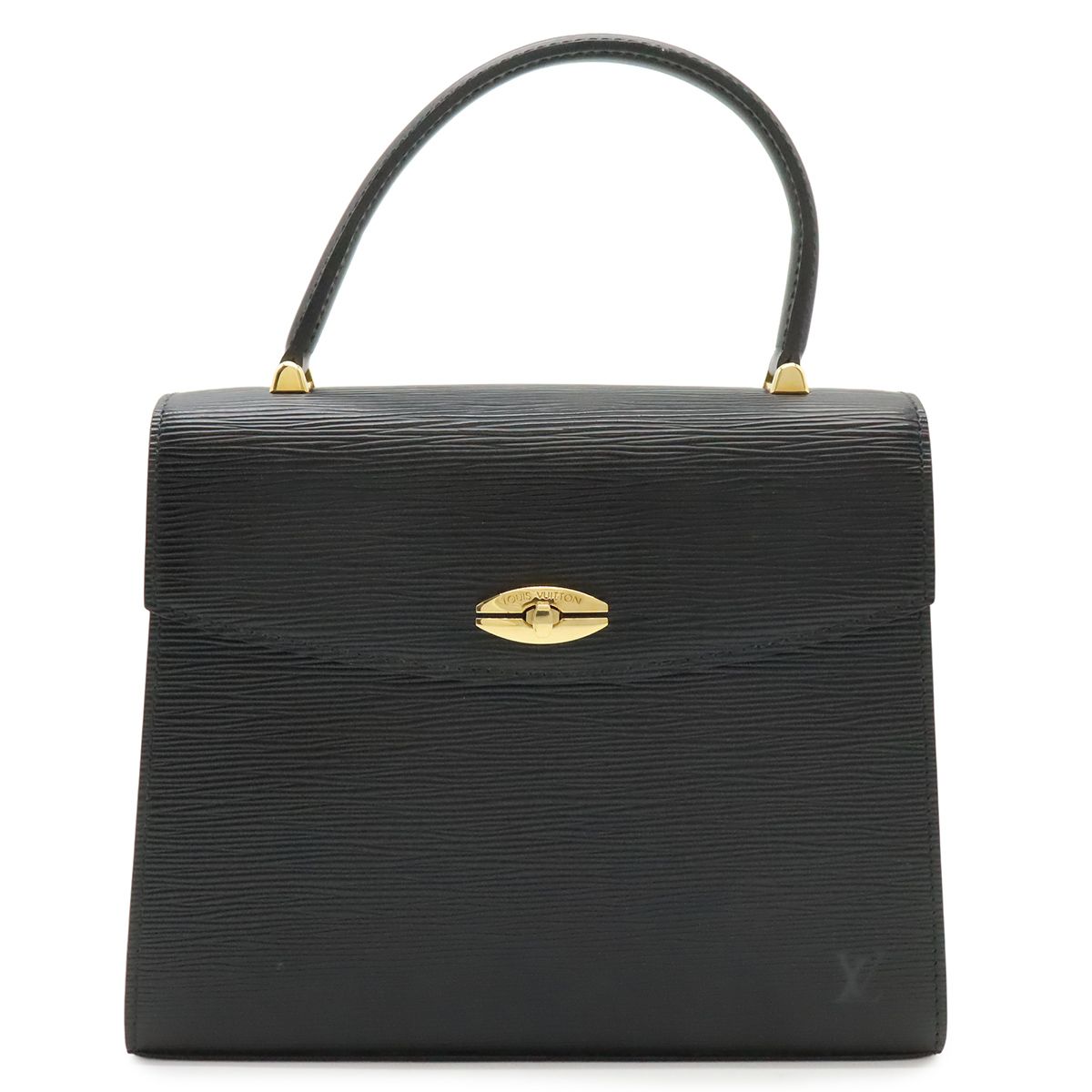 Louis Vuitton Epi Malesherbes Handbag Flap Bag Leather Noir Black Gold