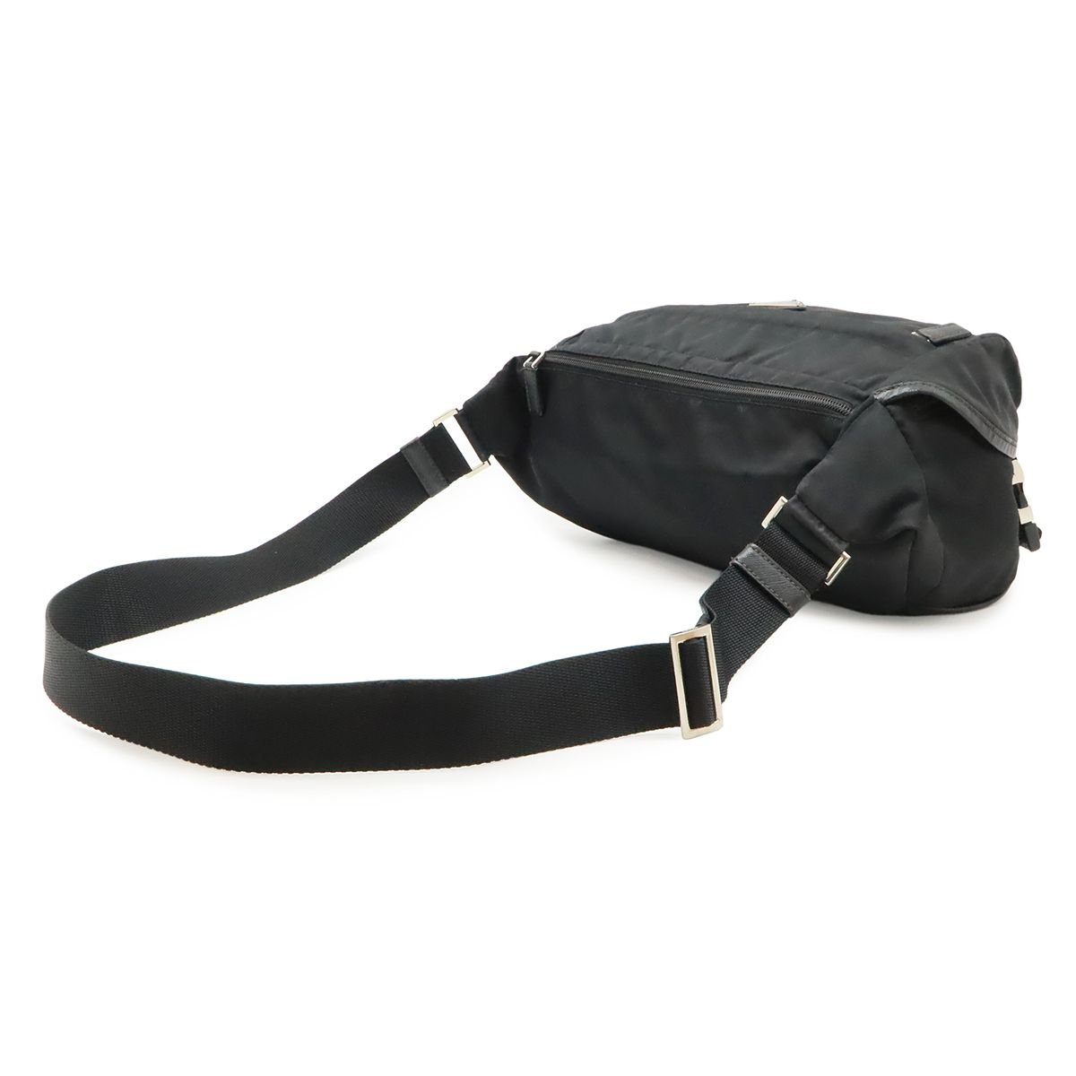 Prada Triangle Logo Belt Bag Nylon Leather Black — view 2