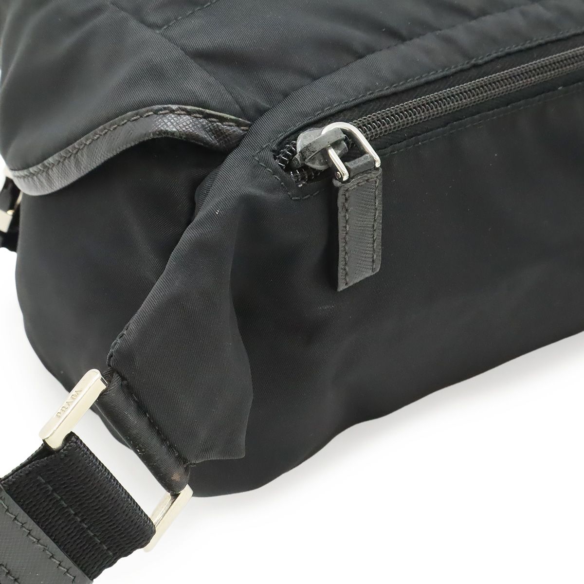 Prada Triangle Logo Belt Bag Nylon Leather Black — view 4
