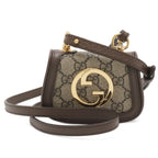 Gucci Blanc Di Interlocking GG Supreme Shoulder Pouch Bag Beige Brown Gold