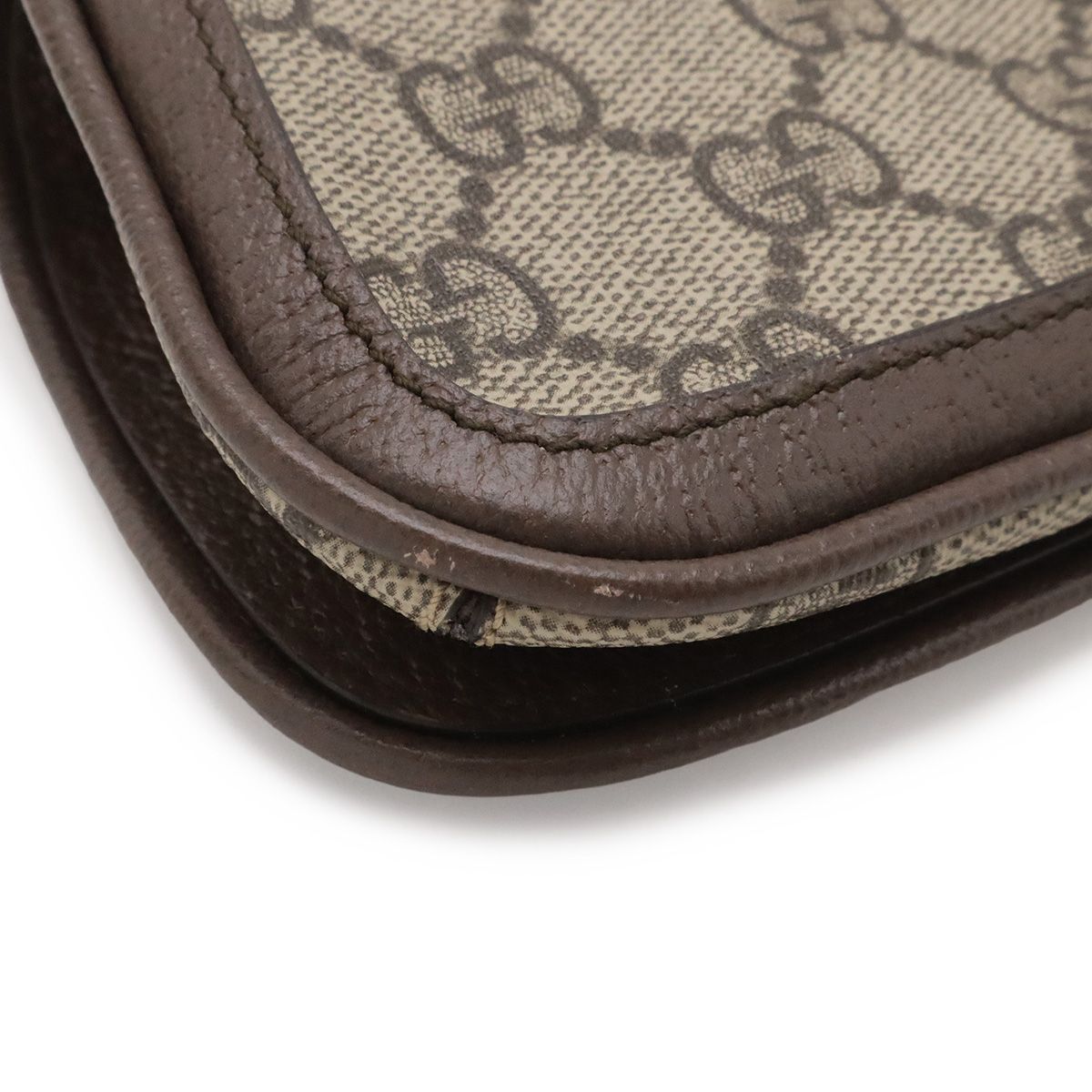 Gucci Blanc Di Interlocking GG Supreme Shoulder Pouch Bag Beige Brown Gold — view 3