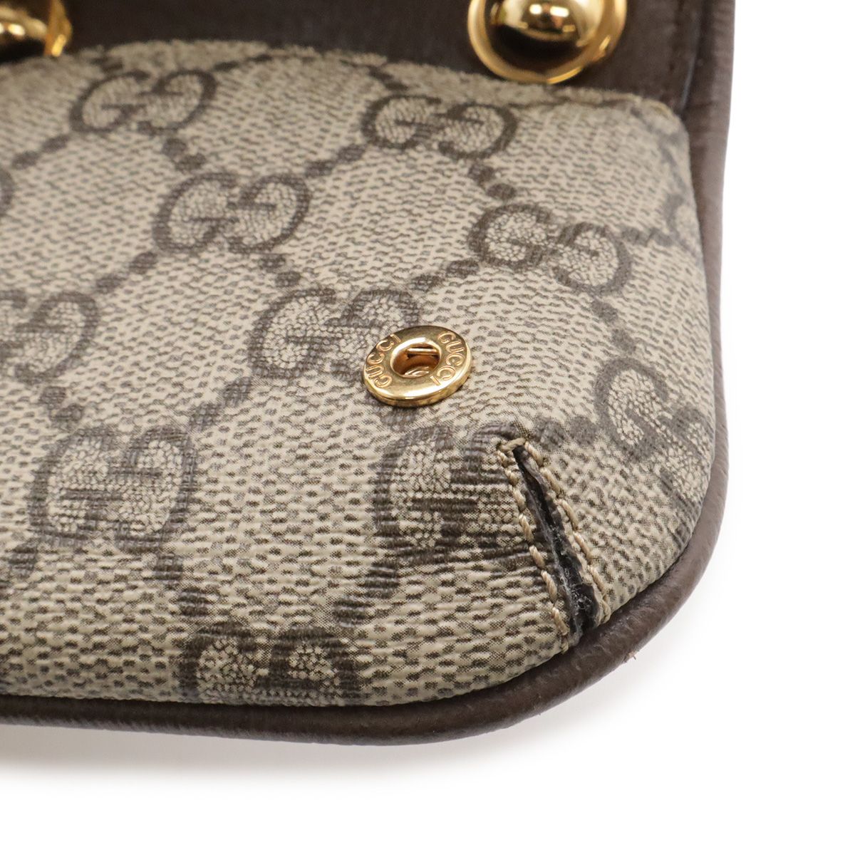 Gucci Blanc Di Interlocking GG Supreme Shoulder Pouch Bag Beige Brown Gold — view 7