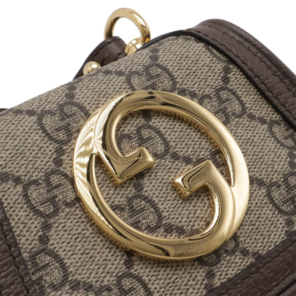 Gucci Blanc Di Interlocking GG Supreme Shoulder Pouch Bag Beige Brown Gold — view 4
