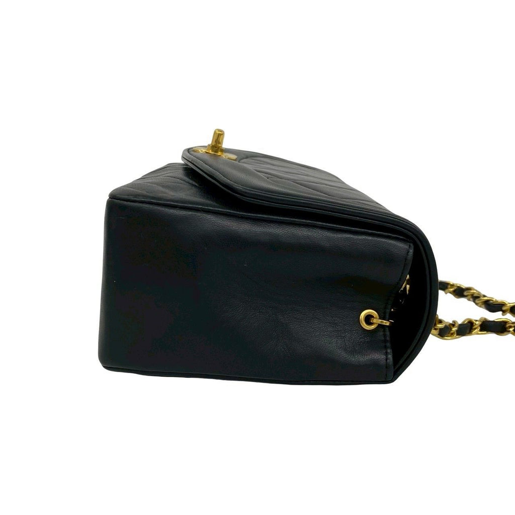 Chanel Card Quilted Diana Flap Coco Lambskin Chain Shoulder Bag Black — view 6