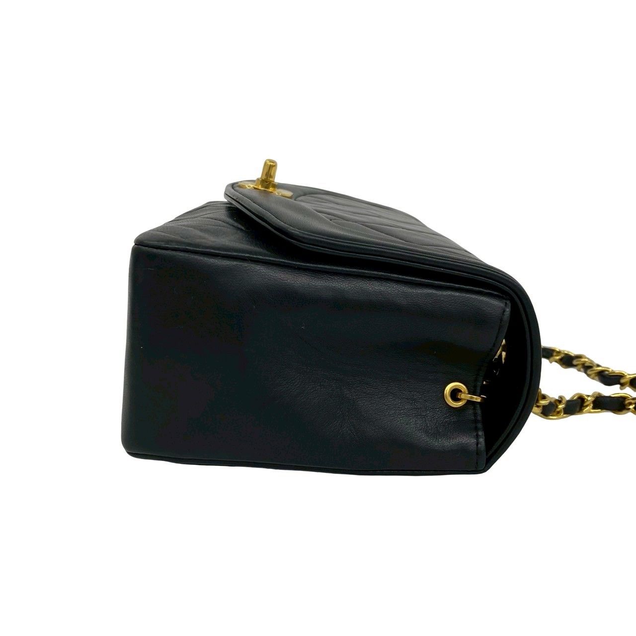 Chanel Card Quilted Diana Flap Coco Lambskin Chain Shoulder Bag Black — view 6