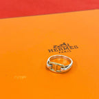 Hermes Chaine D'ancre Ring 925 Sterling Silver Gold