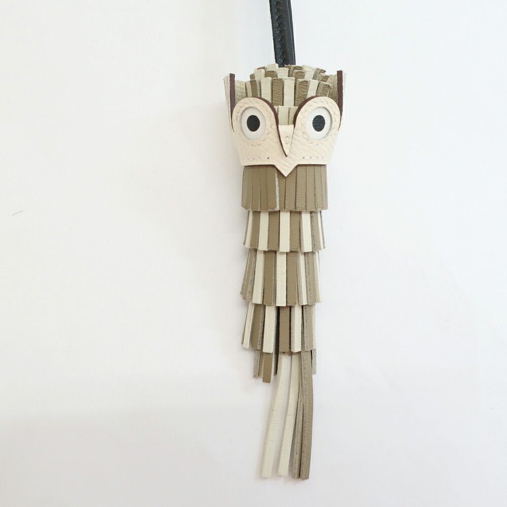 Hermes Ten Chouette Owl Bag Charm Leather — view 3