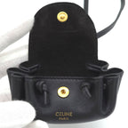 Celine Flap Neck Strap Coin Case Bag Charm Lambskin Calfskin Black Color Gold — view 4