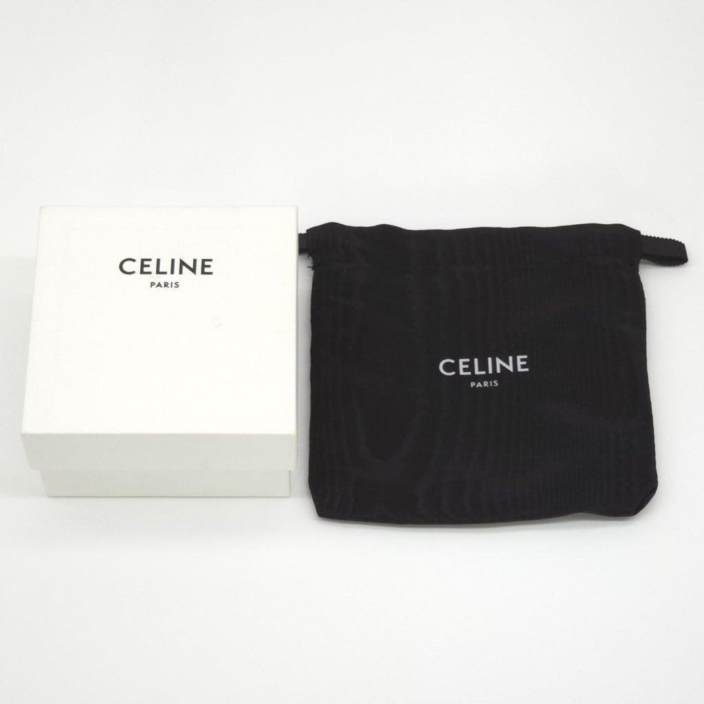 Celine Flap Neck Strap Coin Case Bag Charm Lambskin Calfskin Black Color Gold — view 7