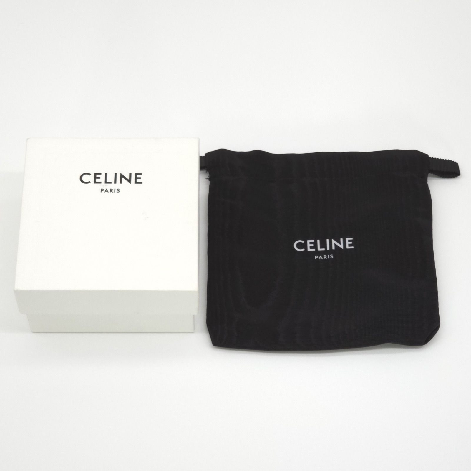 Celine Flap Neck Strap Coin Case Bag Charm Lambskin Calfskin Black Color Gold — view 7