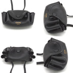 Celine Flap Neck Strap Coin Case Bag Charm Lambskin Calfskin Black Color Gold — view 2