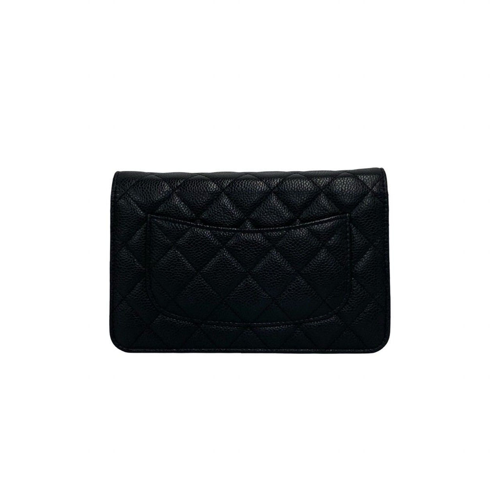 Chanel Card Quilted Coco Caviar Leather Chain Mini Shoulder Bag Wallet Black — view 3