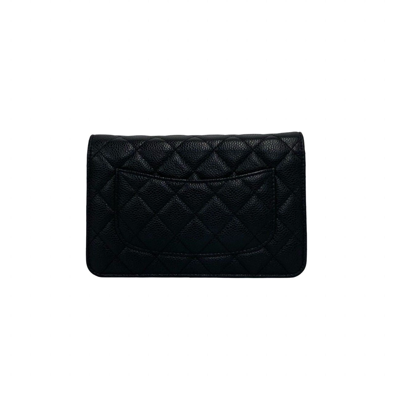 Chanel Card Quilted Coco Caviar Leather Chain Mini Shoulder Bag Wallet Black — view 3