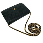 Chanel Card Quilted Coco Caviar Leather Chain Mini Shoulder Bag Wallet Black — view 4
