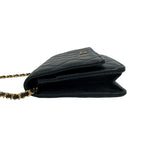 Chanel Card Quilted Coco Caviar Leather Chain Mini Shoulder Bag Wallet Black — view 5