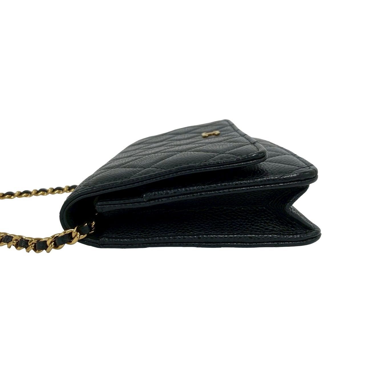 Chanel Card Quilted Coco Caviar Leather Chain Mini Shoulder Bag Wallet Black — view 5