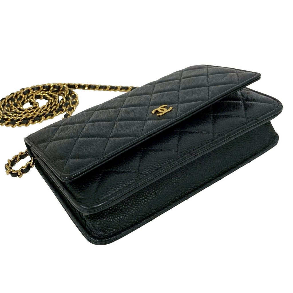 Chanel Card Quilted Coco Caviar Leather Chain Mini Shoulder Bag Wallet Black — view 7