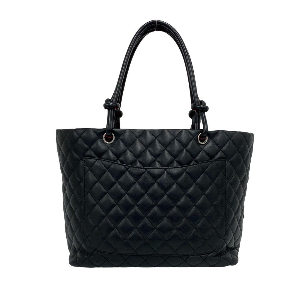 Chanel With Card Cambon Line CC Logo Leather Tote Black — view 3