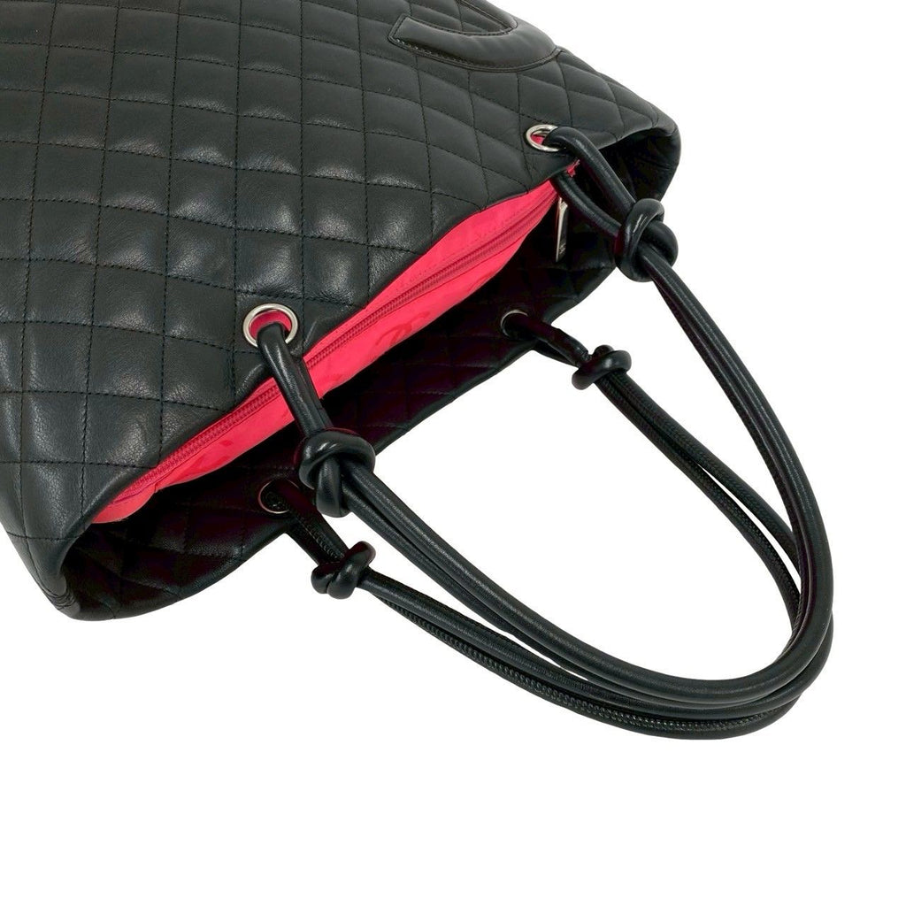 Chanel With Card Cambon Line CC Logo Leather Tote Black — view 4