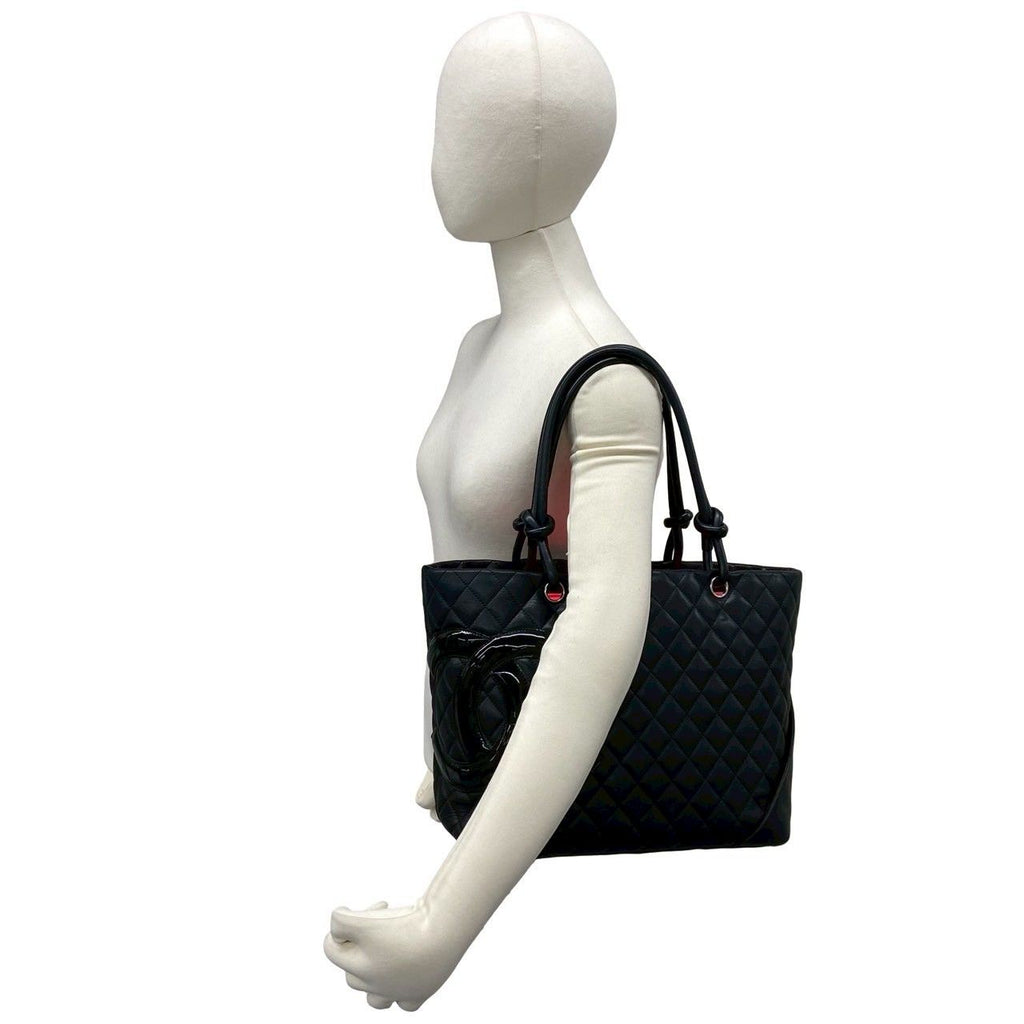 Chanel With Card Cambon Line CC Logo Leather Tote Black — view 2