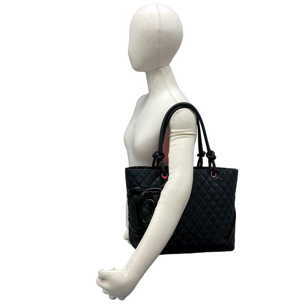 Chanel With Card Cambon Line CC Logo Leather Tote Black — view 2