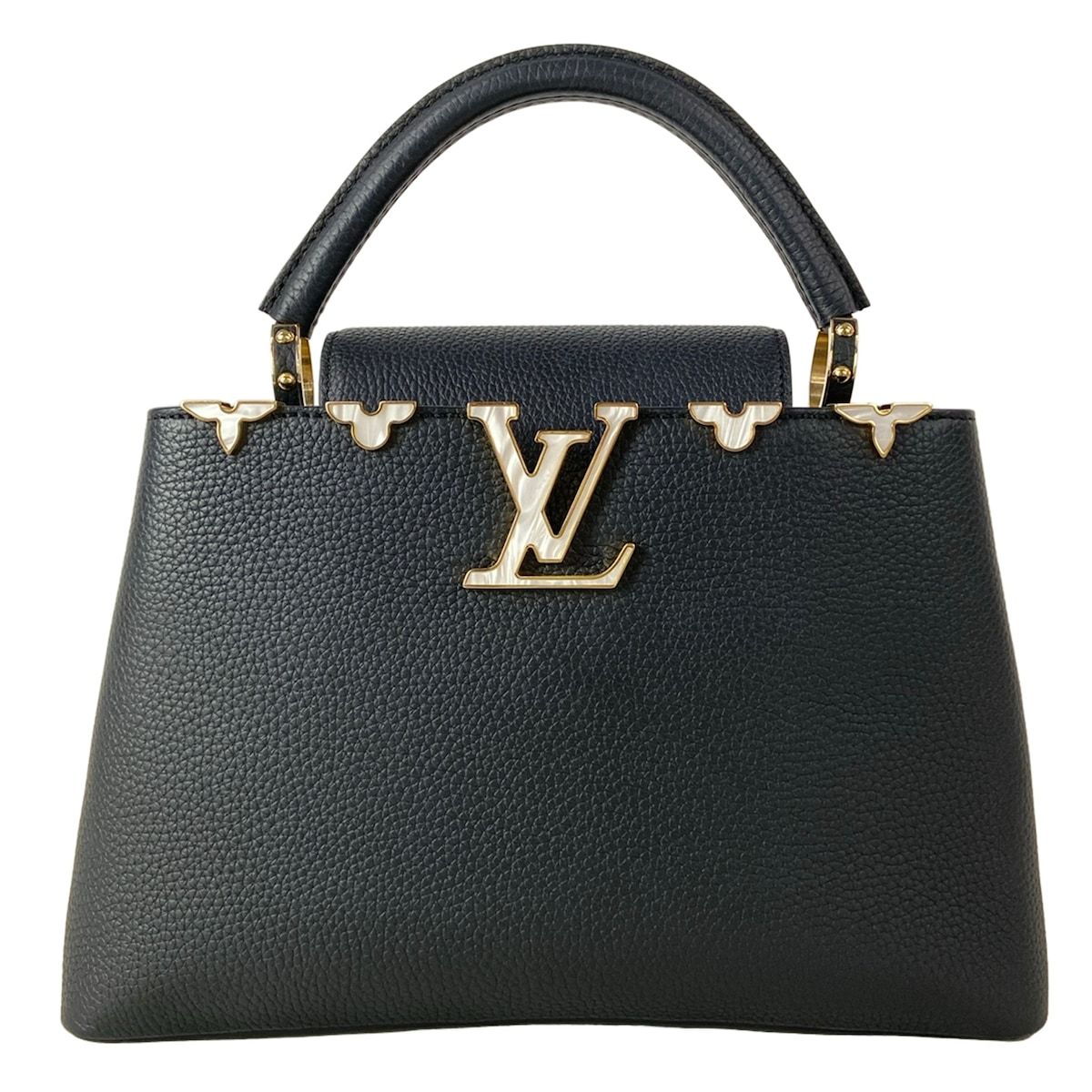 Louis Vuitton Handbag Capucines MM Black Leather Cowhide