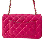 Chanel Shoulder Bag Mini Quilted Pink Chain Gold Lambskin — view 3