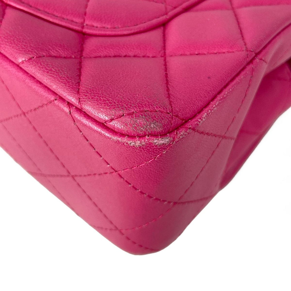 Chanel Shoulder Bag Mini Quilted Pink Chain Gold Lambskin — view 8