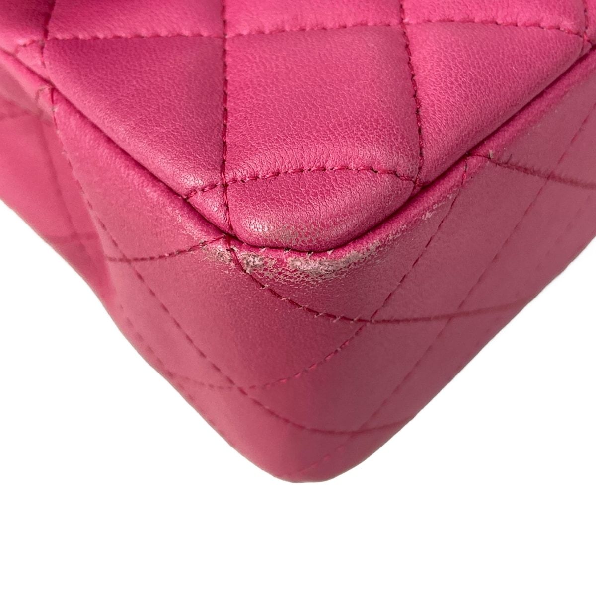 Chanel Shoulder Bag Mini Quilted Pink Chain Gold Lambskin — view 7