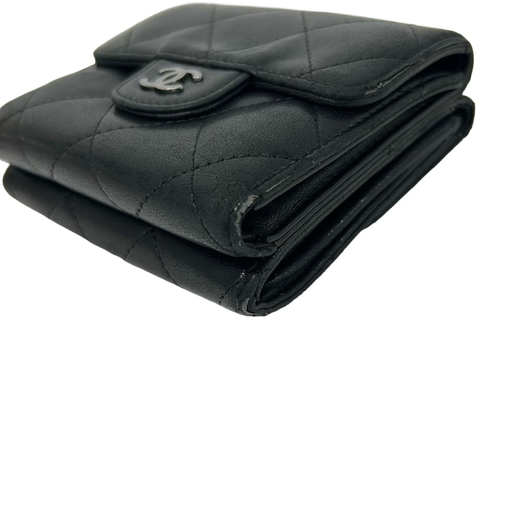 Chanel Hook Wallet Quilted Black Silver Lambskin — view 9