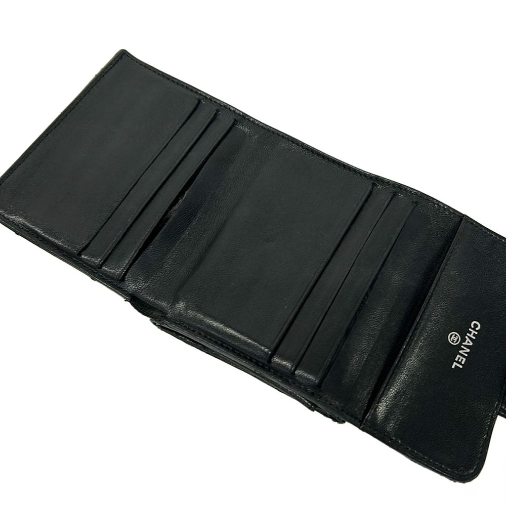 Chanel Hook Wallet Quilted Black Silver Lambskin — view 3
