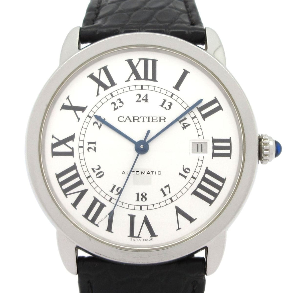 Cartier Watch Rondo Solo XL SS Leather White
