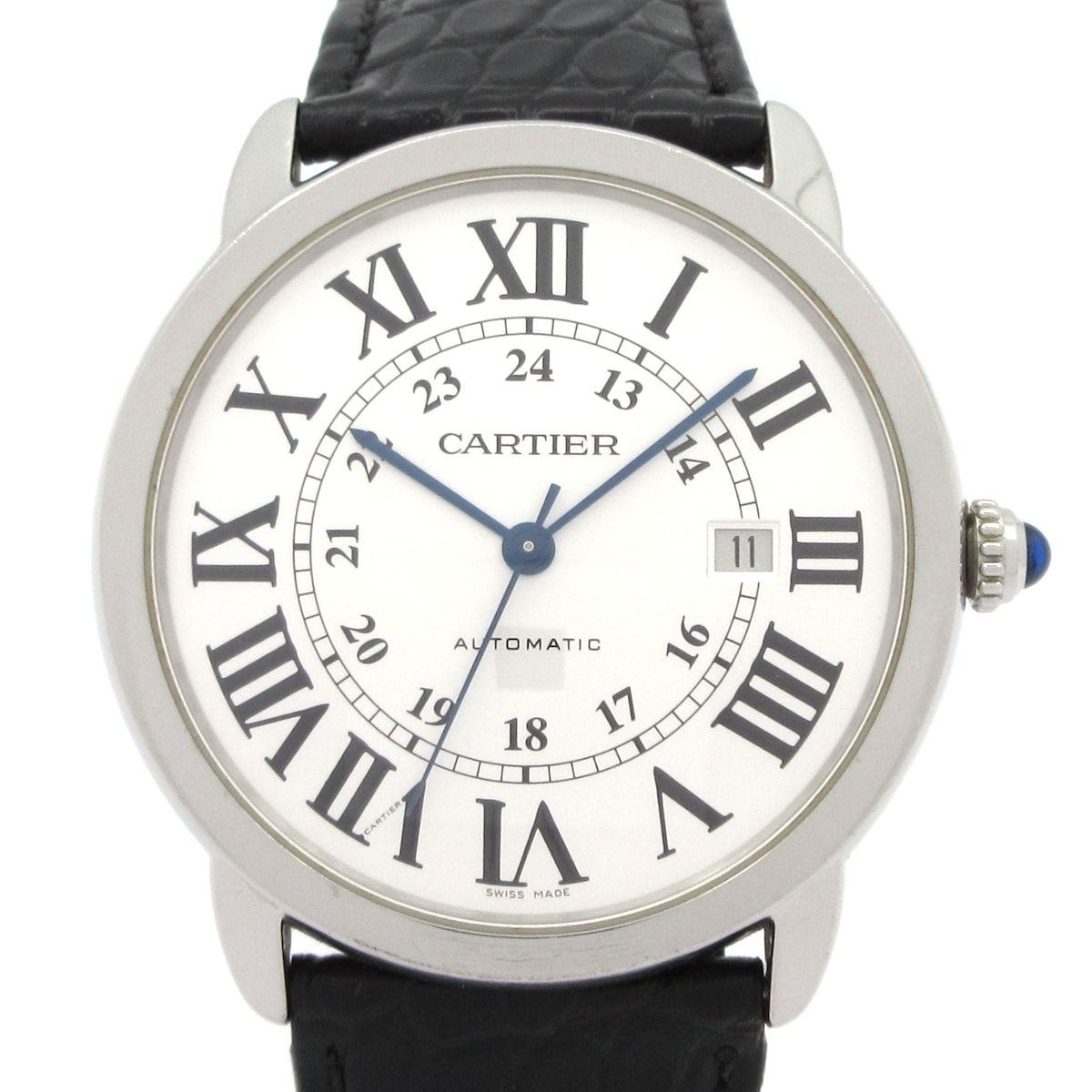 Cartier Watch Rondo Solo XL SS Leather White